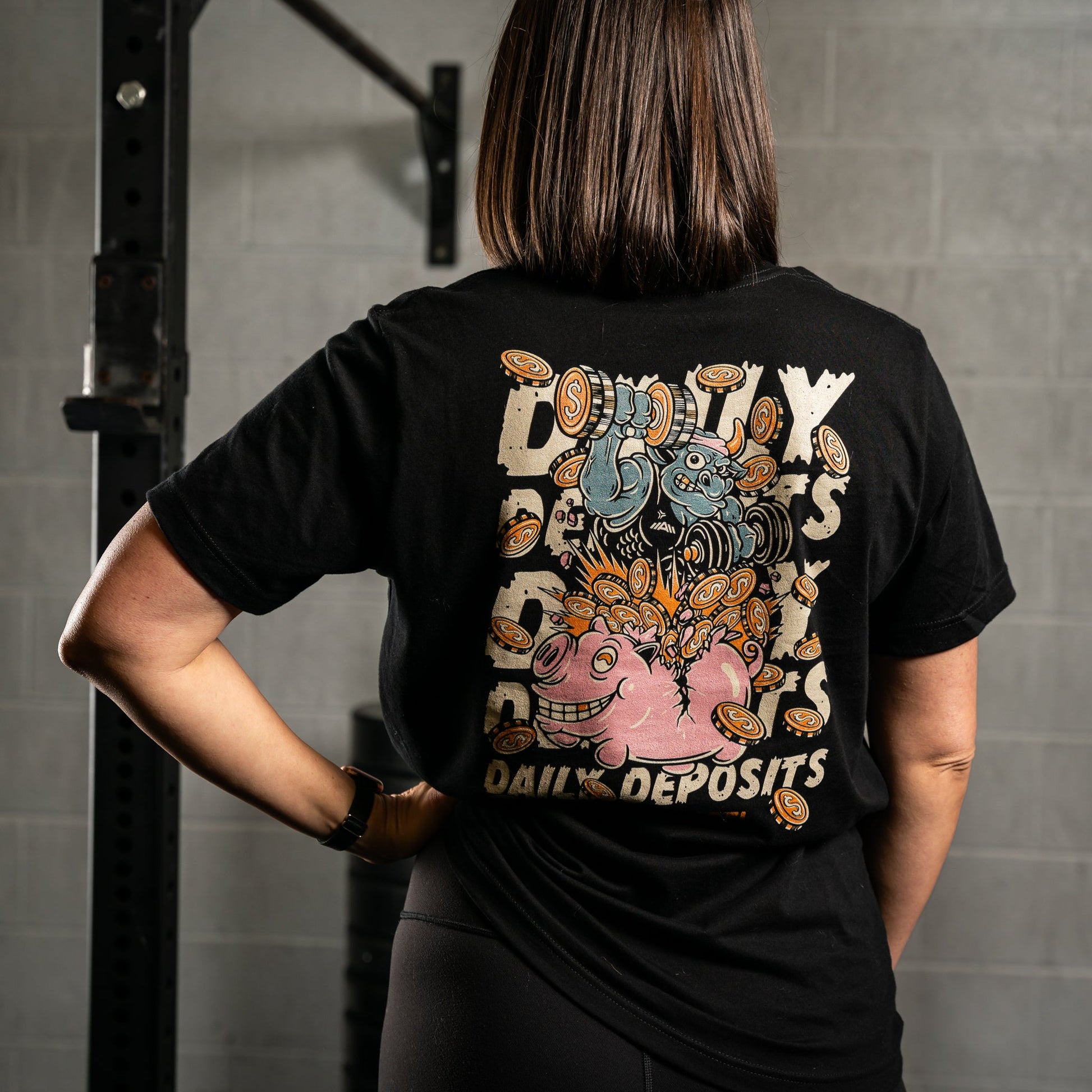 Daily Deposits Piggy Bank Black Tee - Asset Apparel