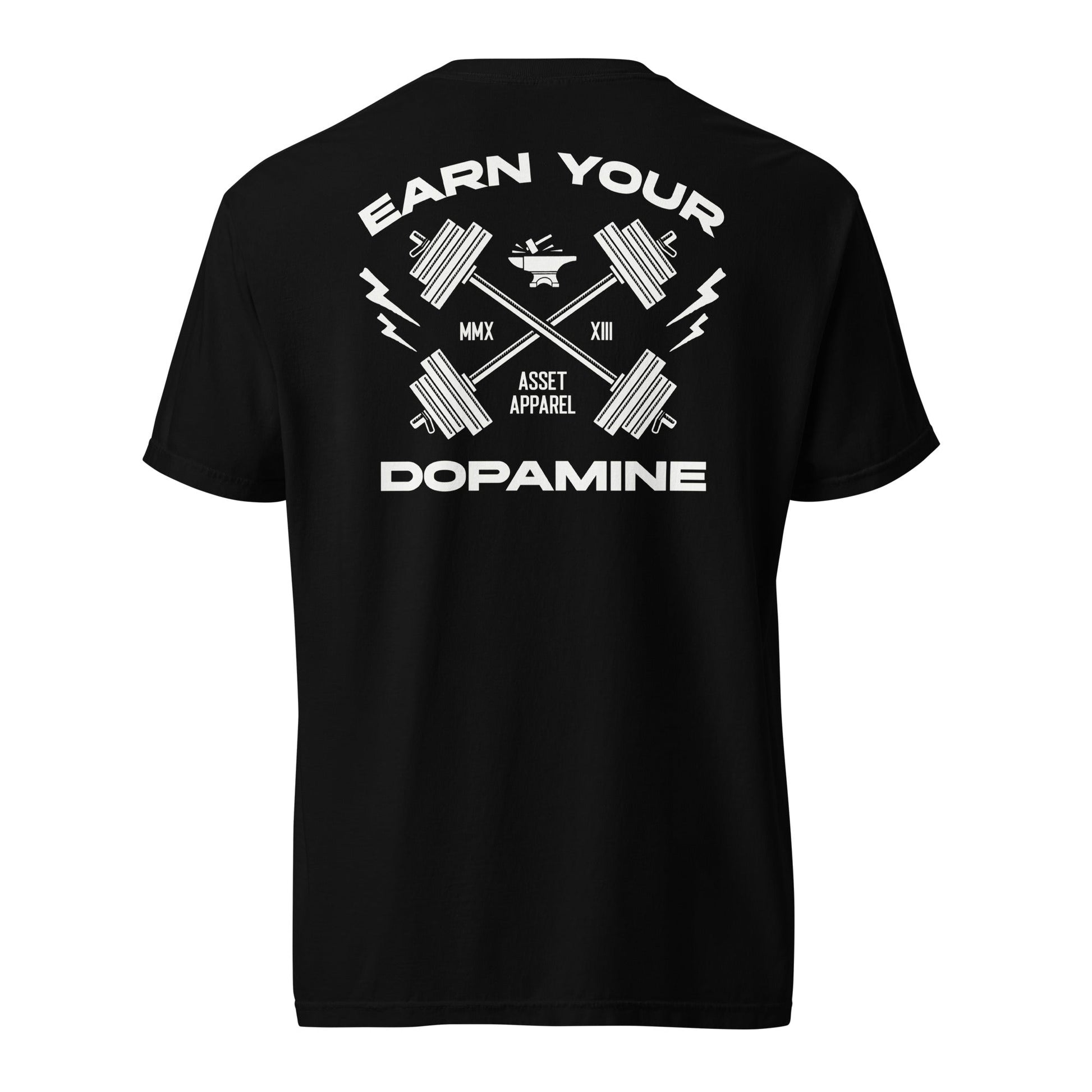 Earn Your Dopamine Anvil Heavyweight Black Tee - Asset Apparel