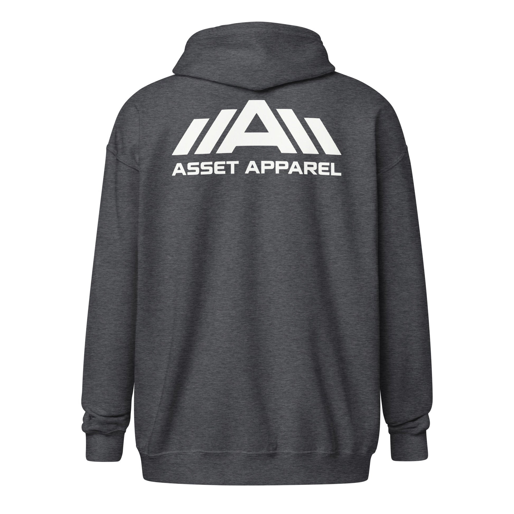 Premium Zip Up Hoodie - White Print - Asset Apparel