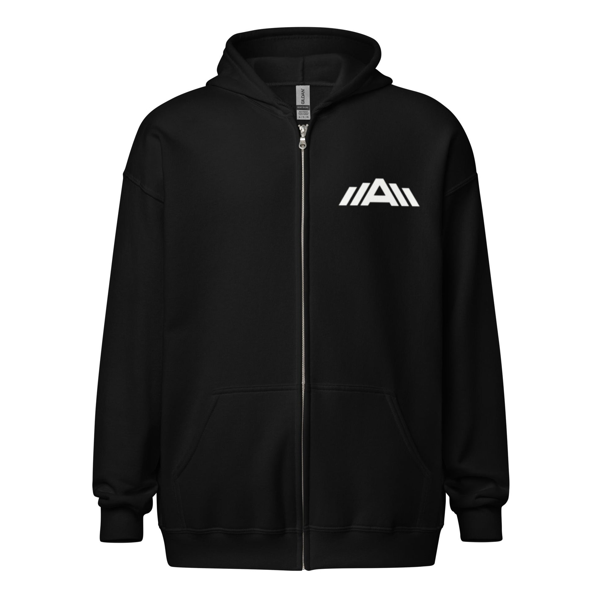 Premium Zip Up Hoodie - White Print - Asset Apparel