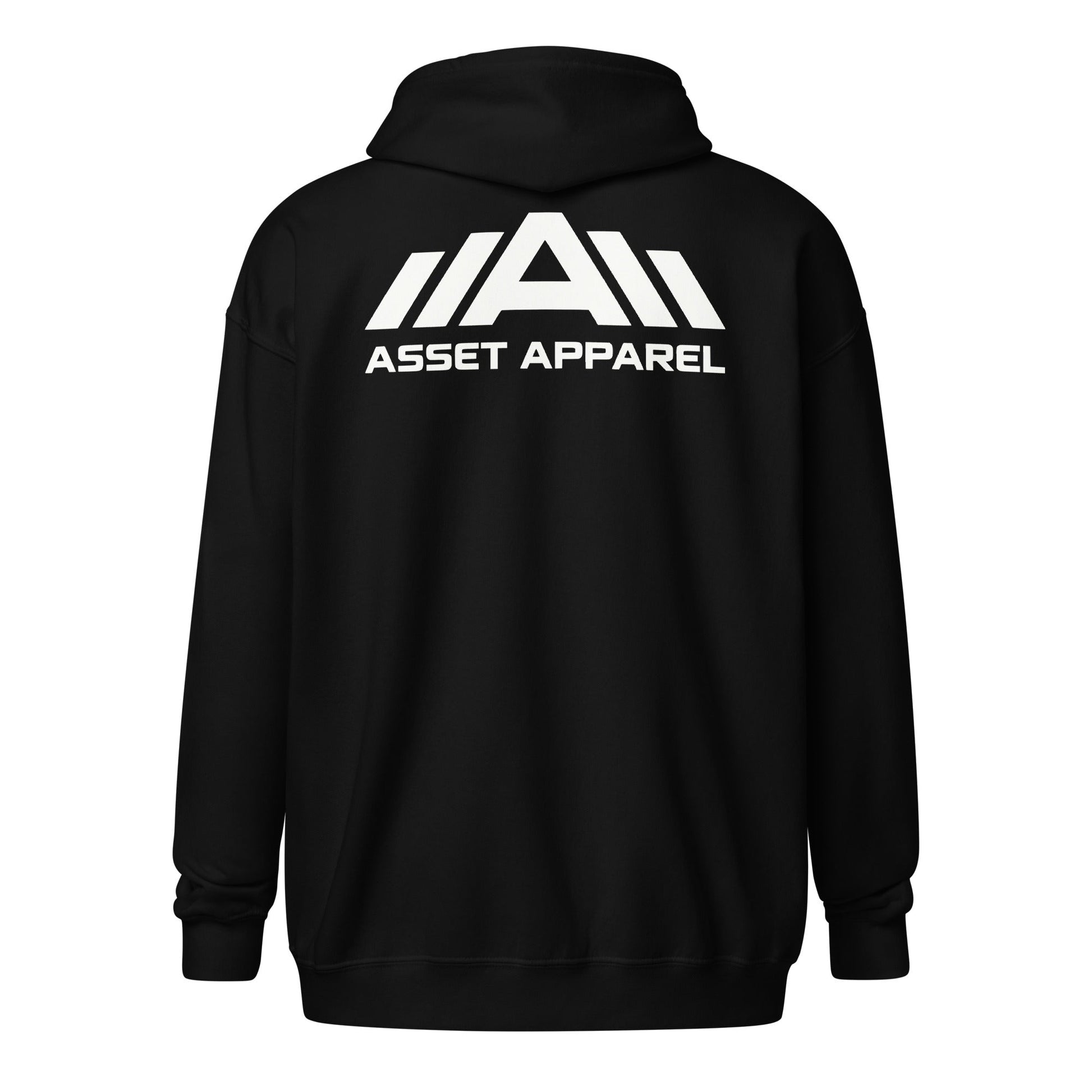 Premium Zip Up Hoodie - White Print - Asset Apparel